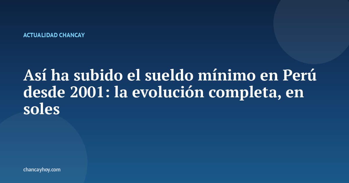 Así ha subido el sueldo mínimo en Perú desde 2001: la evolución completa, en soles