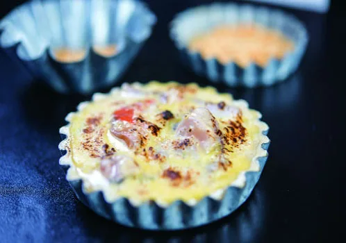 Tartaleta de mariscos con espinaca