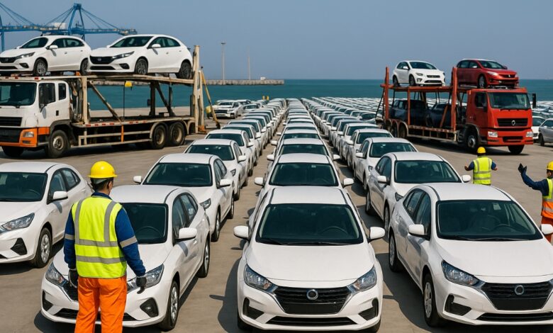 Megapuerto de Chancay durante la descarga de auto